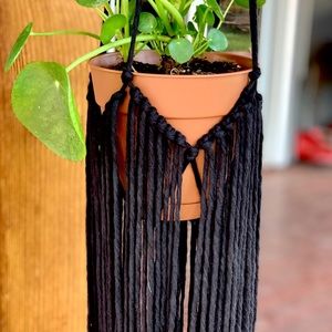 Black macrame plant hanger